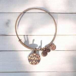 Alex & Ani Two Swans Gold-Tone Charm Bangle Bracelet With Inspirational Charms
